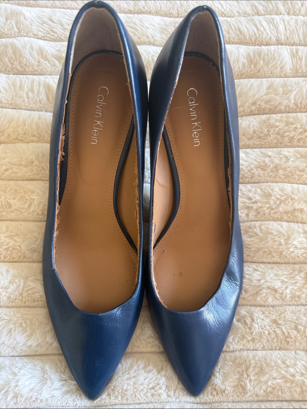 Calvin Klein Women's Navy Pointed Leather Pumps